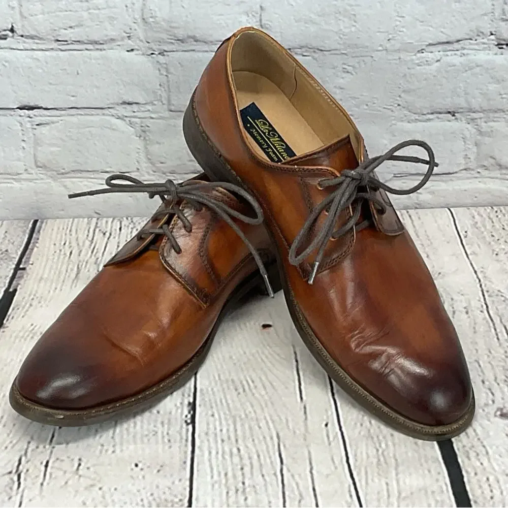 La Milano Leather Dress Shoes Men’s 9.5 Cognac Oxford Lace Up Business Casual